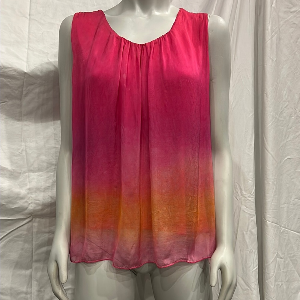 🔥 3 for $15.  Gorgeous Boho Pink and Orange Sleeveless Top